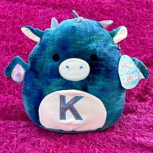 Initialed Dominic Blue Textured Dragon Letter K